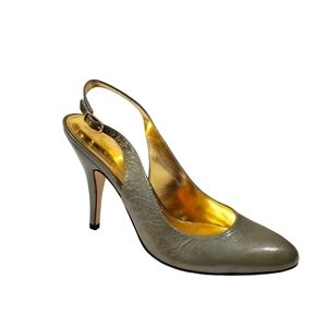 Enzo Angiolini Women's Slingback Heel Leather Pump in Pewter New 7
